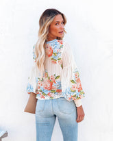 Valencia Rose Printed Blouse - Blue Multi